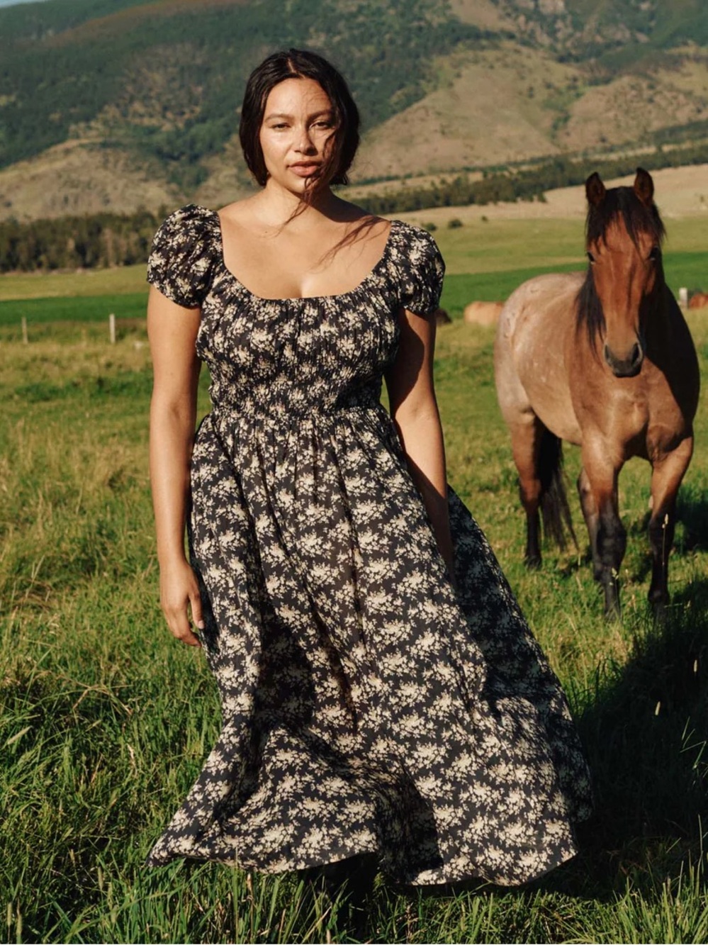 Doen Quinley Dress in Noir Rosier Floral